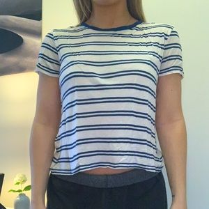 Blue and white striped shirt